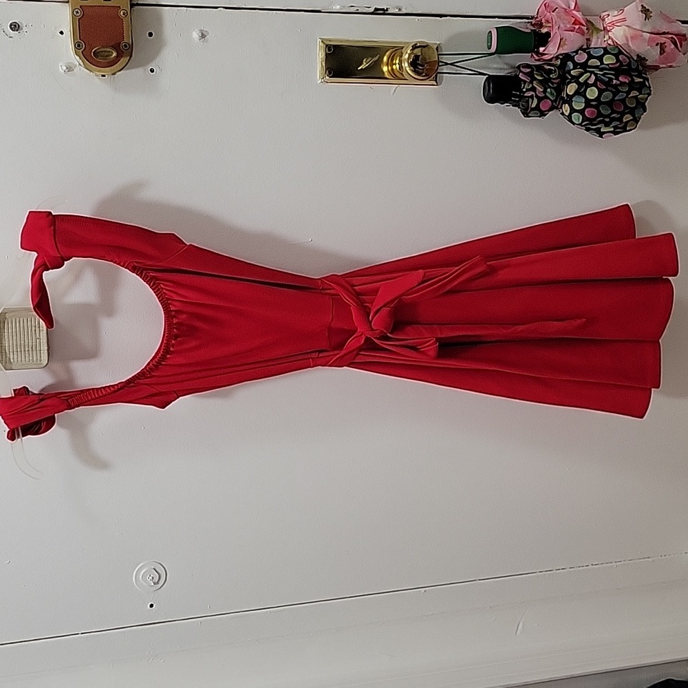 Red flare dress